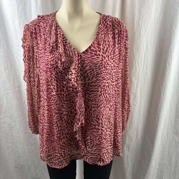 ba&sh Genn Ruffled Printed Crepon Blouse - Antique Rose - Picture 6 of 12